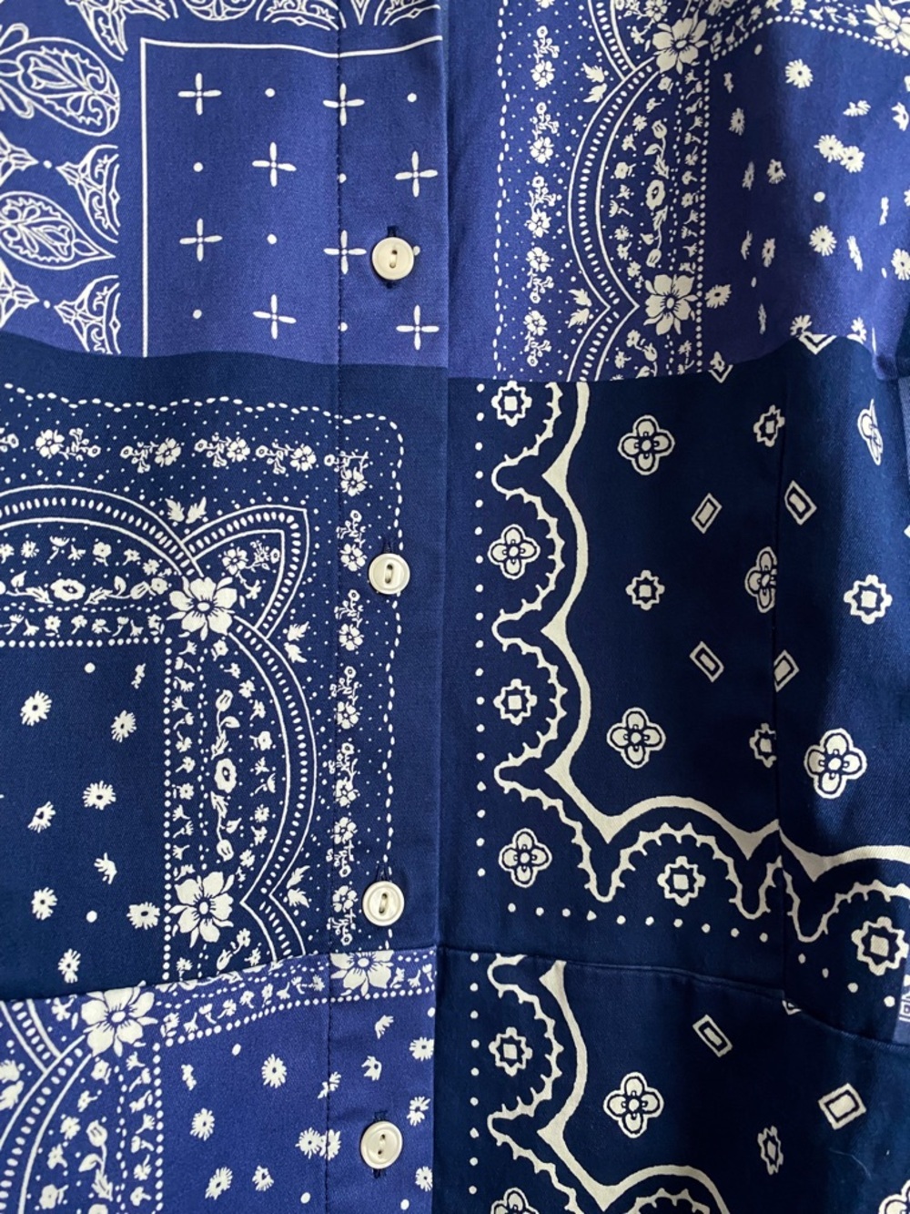 Talbots Paisley Floral Blue Bandana Midi Shirt Dress Long Sleeves Western 14P - Picture 4 of 8